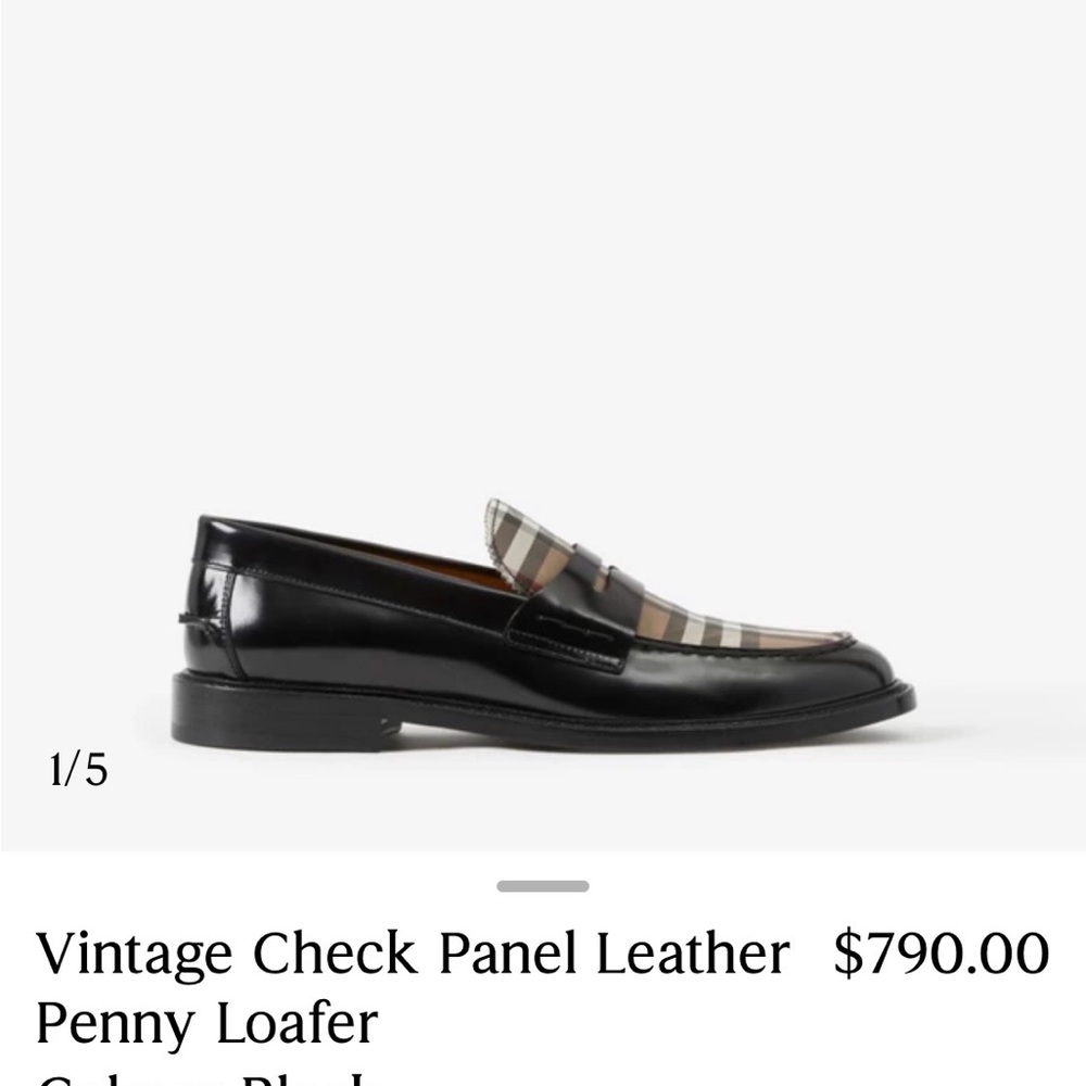 Burberry, vintage, check panel penny loafer
